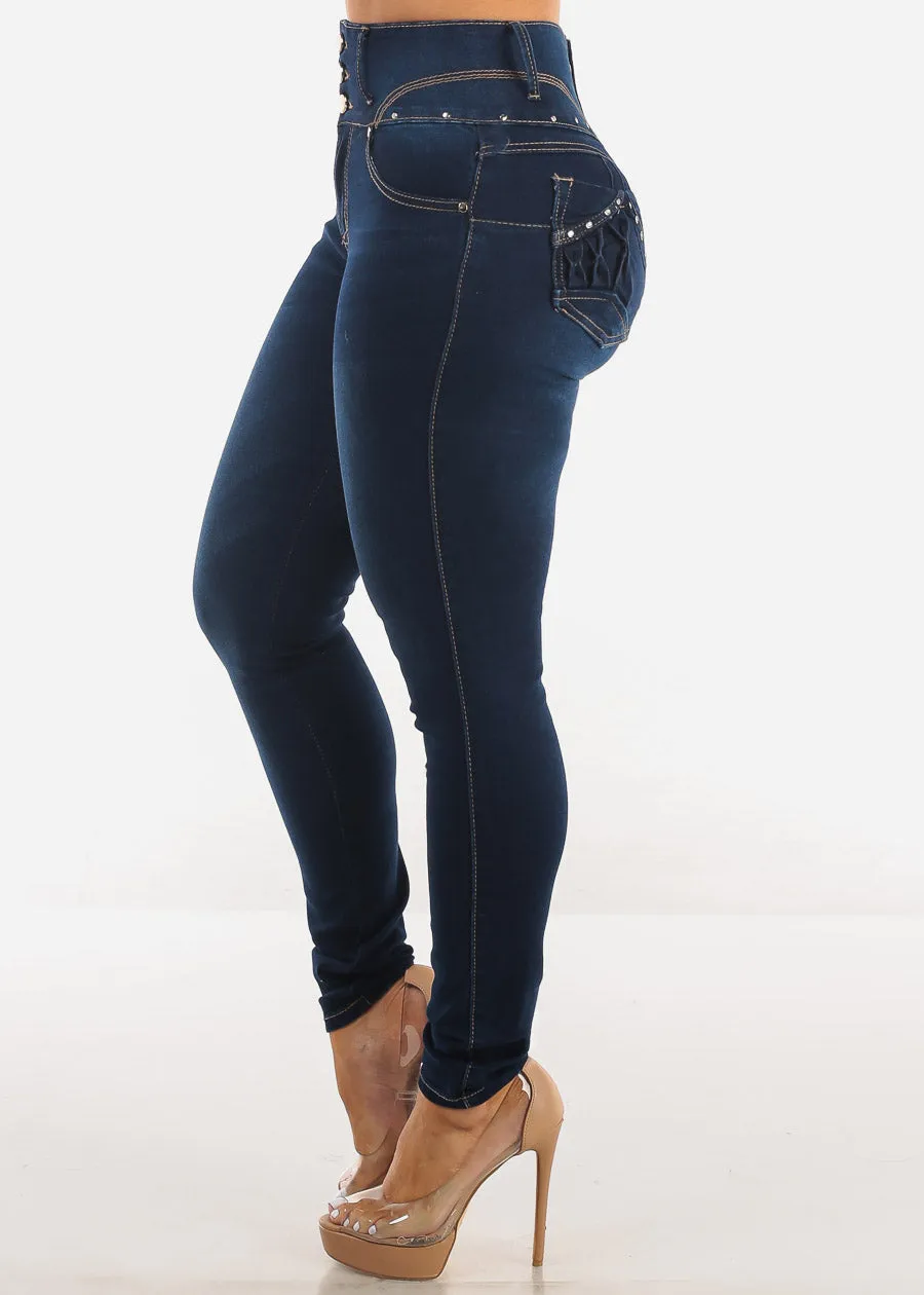 Butt Lift High Waist Dark Wash Skinny Jeans sold by Moda product image thumbnail 4