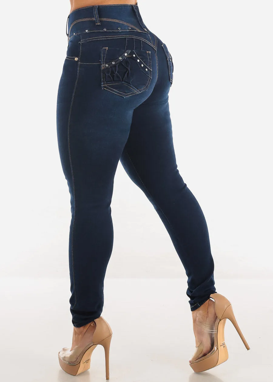 Butt Lift High Waist Dark Wash Skinny Jeans sold by Moda product image thumbnail 5