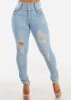 Butt Lift Distressed Super High Waist Light Skinny Jeans sold by Moda