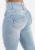 Butt Lift Distressed Super High Waist Light Skinny Jeans sold by Moda