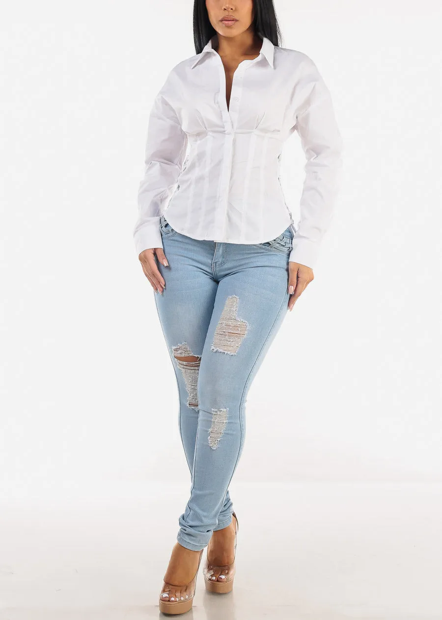 Butt Lift Distressed Super High Waist Light Skinny Jeans sold by Moda product image thumbnail 2
