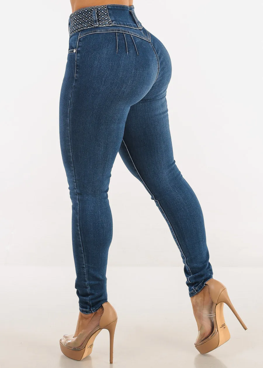 Butt Lift High Waist Skinny Jeans Dark Sand Wash sold by Moda product image thumbnail 5