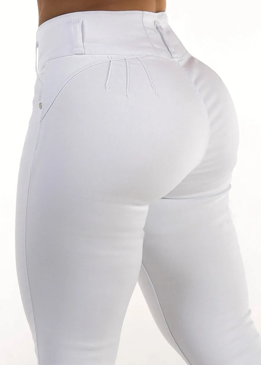 White Butt Lift High Waist Skinny Jeans sold by Moda