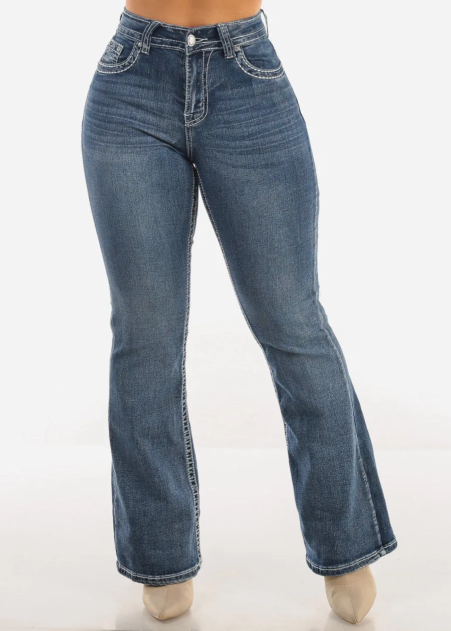 High Waist Vintage Wash Bootcut Jeans w Back Pocket Design sold by Moda product image thumbnail 3