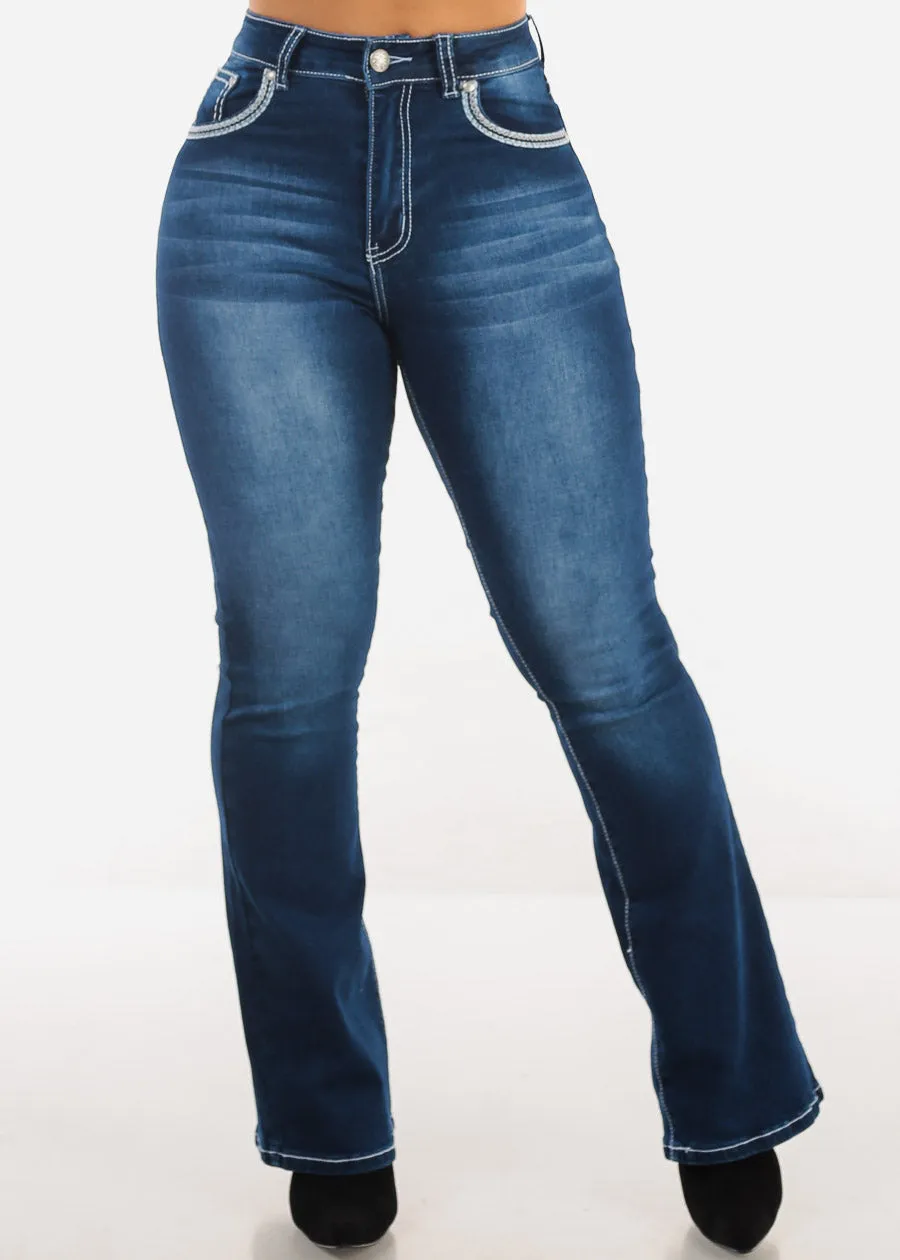 Super High Waist Dark Bootcut Jeans w Back Pocket Design sold by Moda product image thumbnail 4