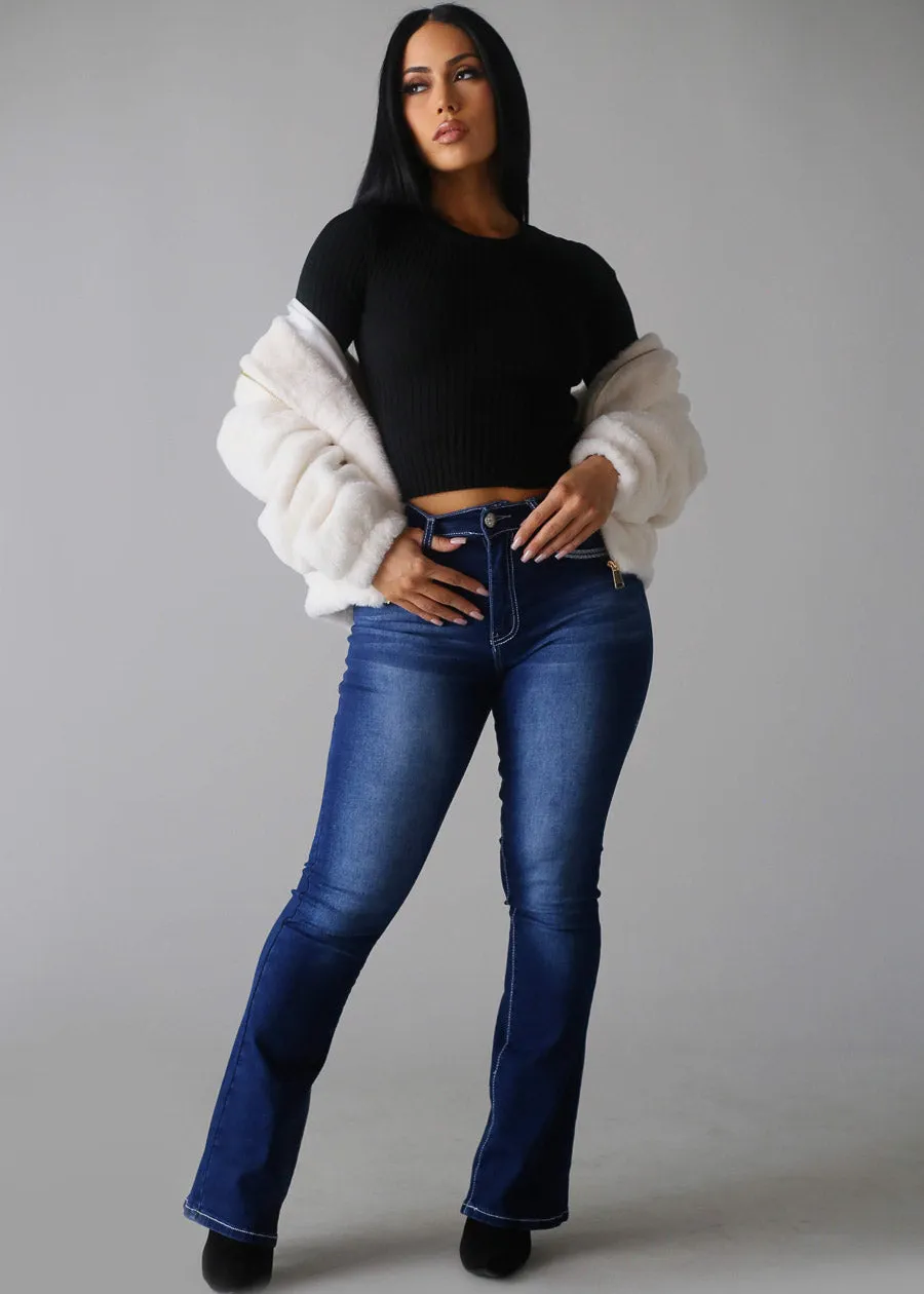 Super High Waist Dark Bootcut Jeans w Back Pocket Design sold by Moda product image thumbnail 2