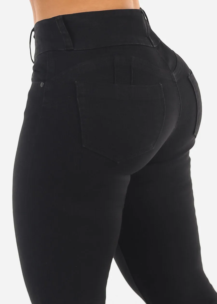 Black Butt Lifting Mid Rise Skinny Jeans sold by Moda