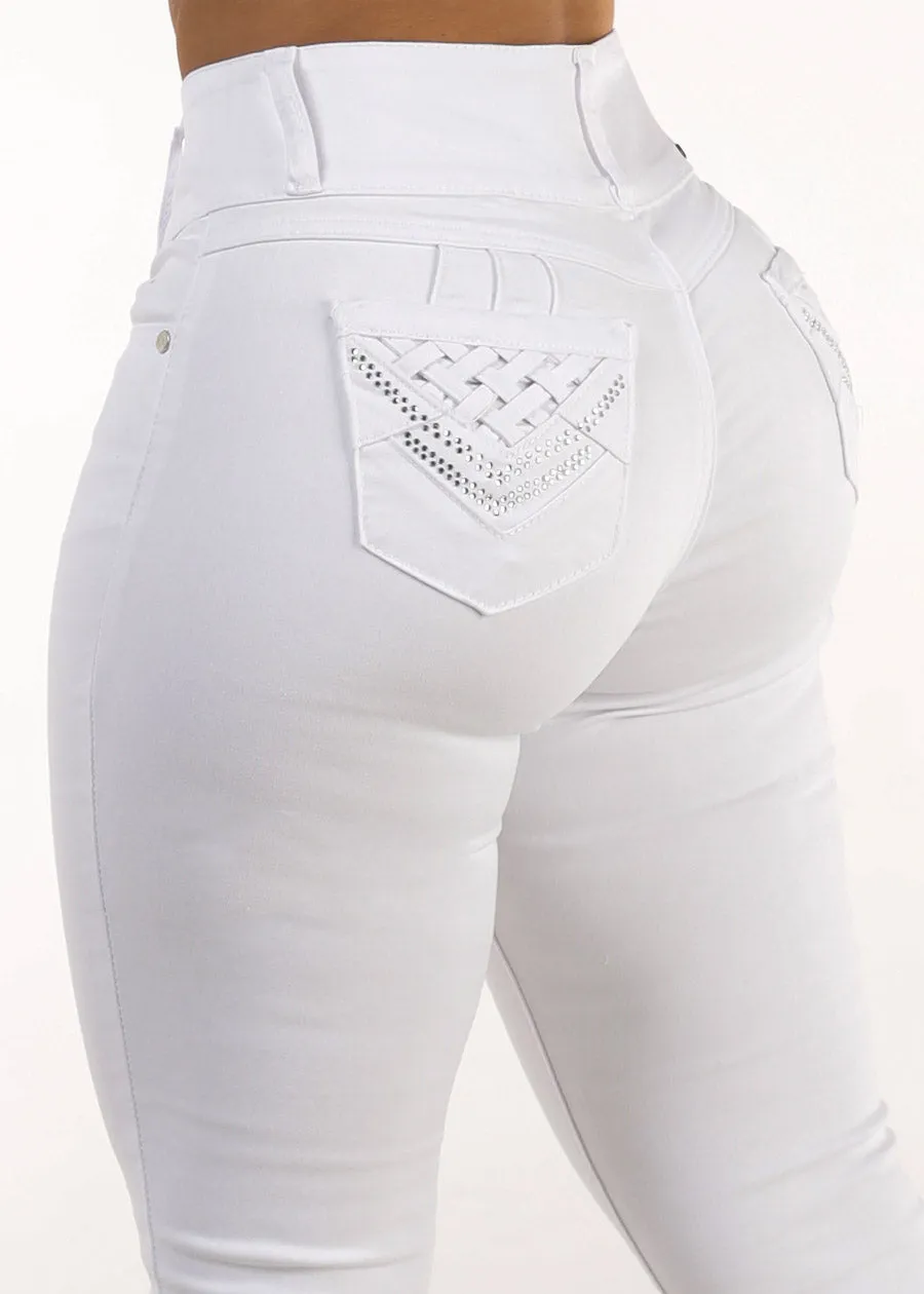 Butt Lift High Waisted White Skinny Jeans sold by Moda
