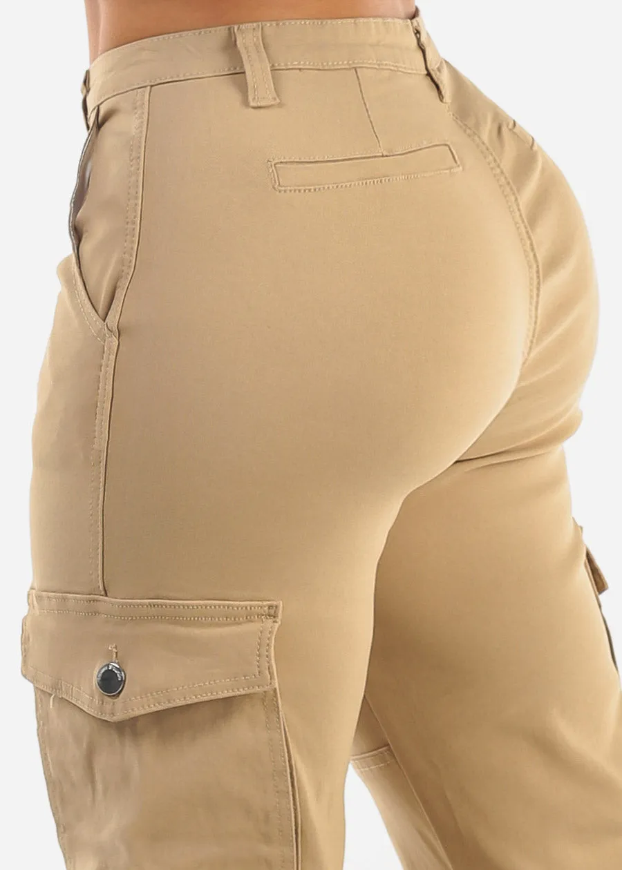 Butt Lift Hyper Stretch Straight Cargo Pants Khaki sold by Moda product image thumbnail 5