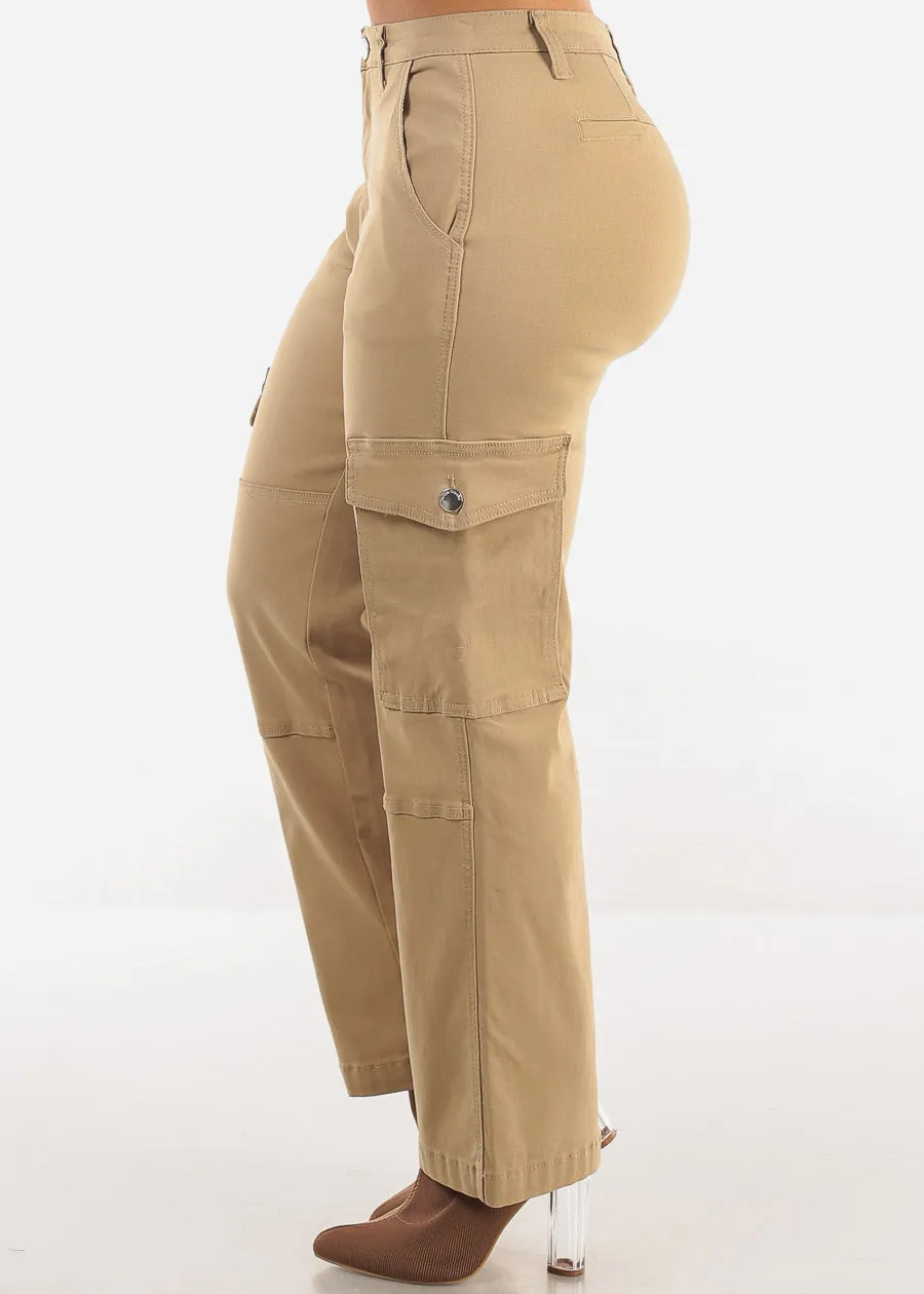 Butt Lift Hyper Stretch Straight Cargo Pants Khaki sold by Moda product image thumbnail 3