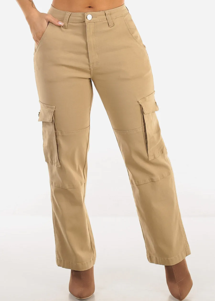 Butt Lift Hyper Stretch Straight Cargo Pants Khaki sold by Moda product image thumbnail 4