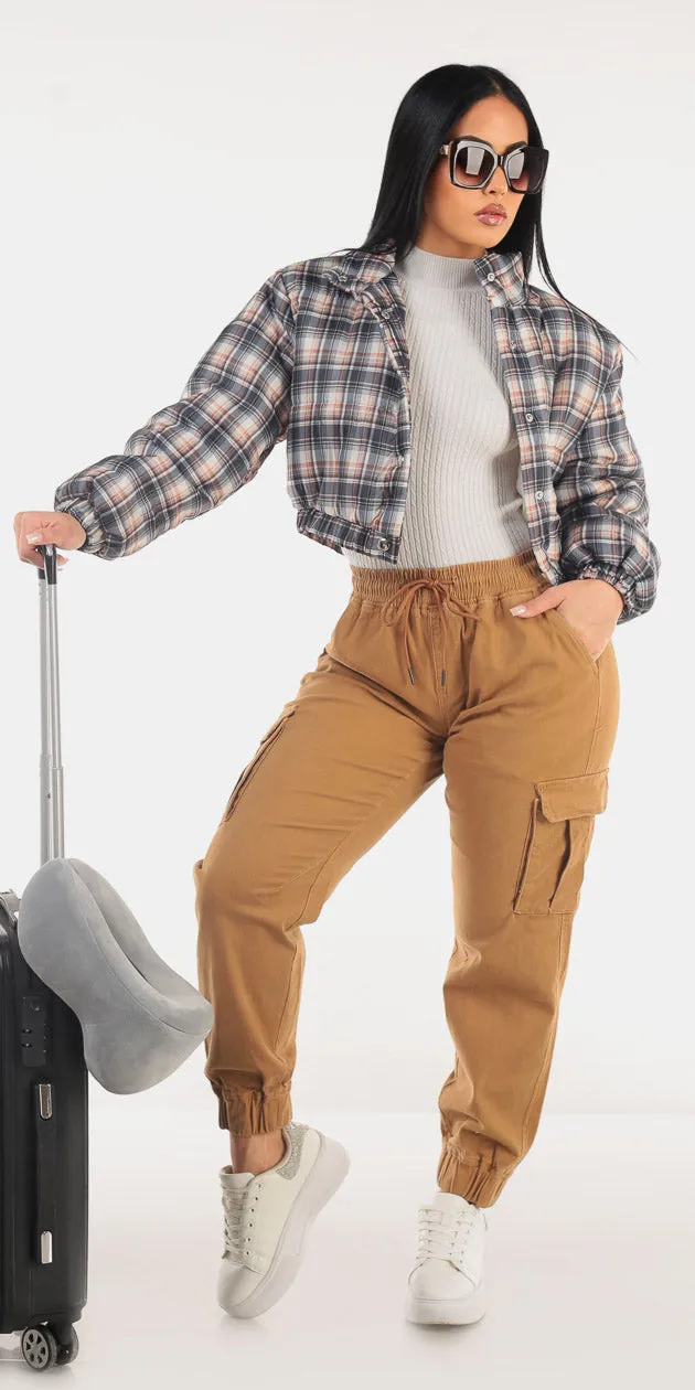 Plaid Cargo Jogger Trio sold by Moda