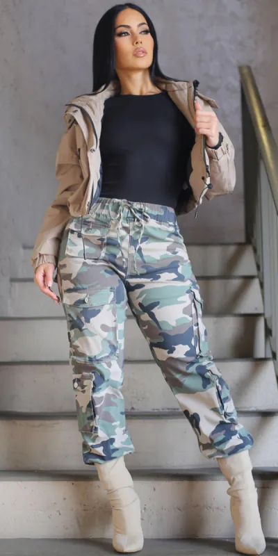 Khaki Camo Jogger Trio sold by Moda