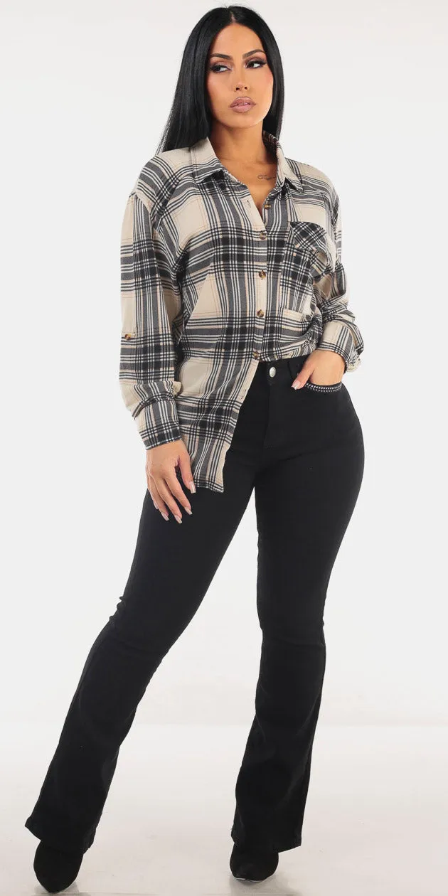 Plaid Bootcut Denim Set sold by Moda