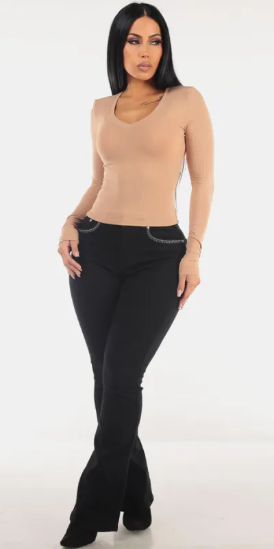 Vneck Bootcut Denim Look sold by Moda