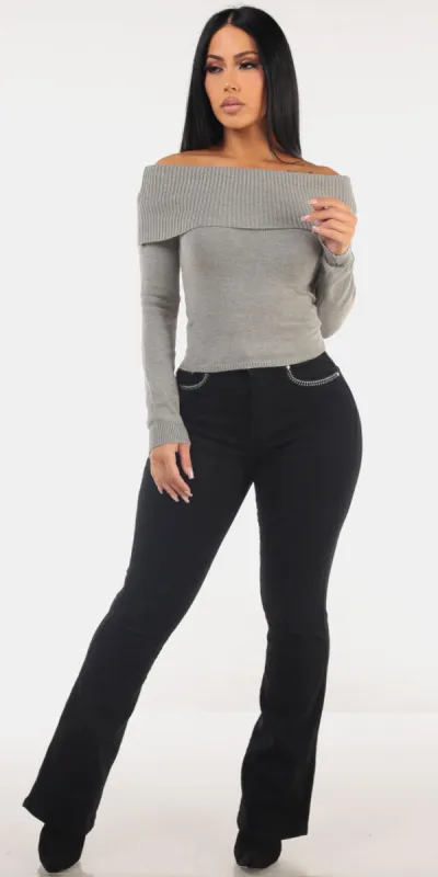 Grey Bootcut Denim Set sold by Moda