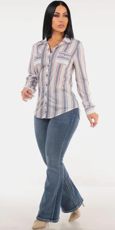 Stripe Bootcut Denim Outfit sold by Moda