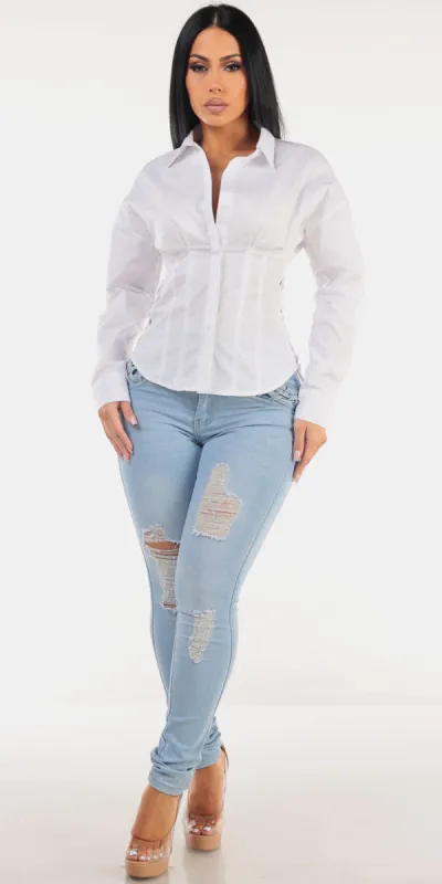 White Butt Lift Denim Set sold by Moda