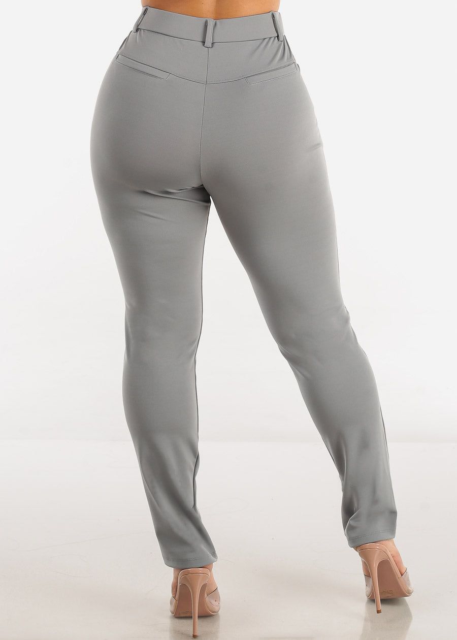 Super High Waist Straight Leg Dressy Pants Grey sold by Moda product image thumbnail 4
