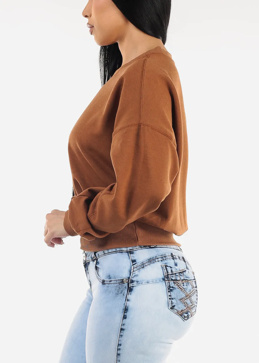 Long Sleeve Crewneck Fleece Sweatshirt Camel sold by Moda product image thumbnail 3