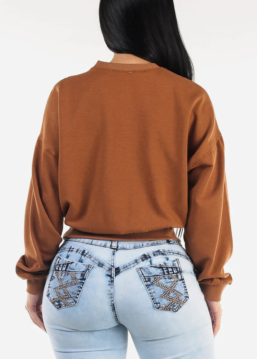 Long Sleeve Crewneck Fleece Sweatshirt Camel sold by Moda product image thumbnail 4