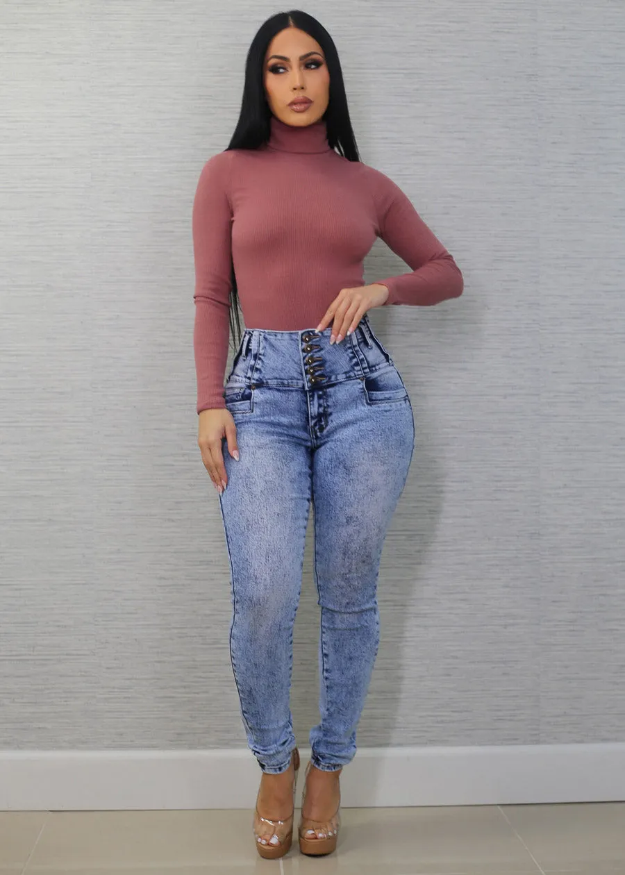 Turtleneck Long Sleeve Sweater Bodysuit Mauve sold by Moda product image thumbnail 2