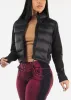 Black Long Sleeve Zip Up Cropped Puffer Jacket sold by Moda