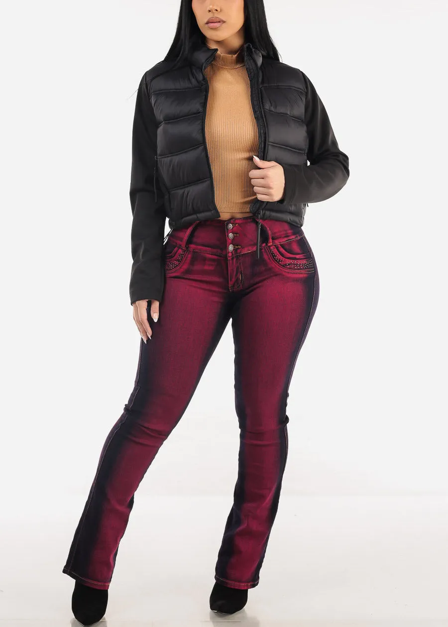 Short Sleeve Mock Neck Glittery Crop Top Khaki sold by Moda product image thumbnail 2