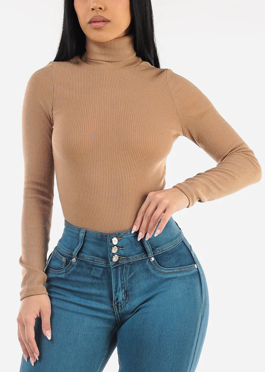 Turtleneck Long Sleeve Sweater Bodysuit Light Brown sold by Moda product image thumbnail 5
