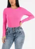 Round Neck Long Sleeve Thong Bodysuit Hot Pink sold by Moda