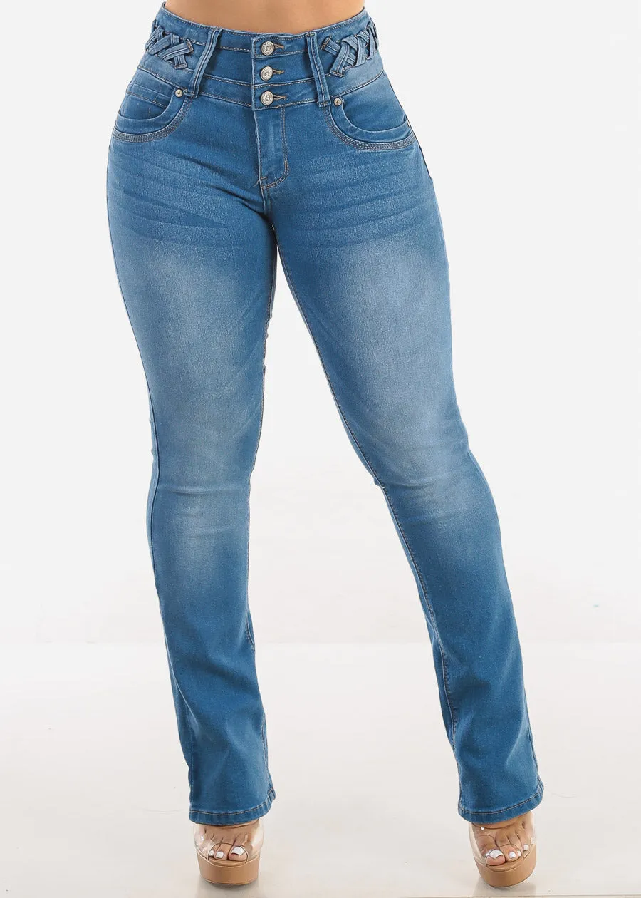 MX JEANS Butt Lift Light Bootcut Jeans w Lace Up Design sold by Moda product image thumbnail 3