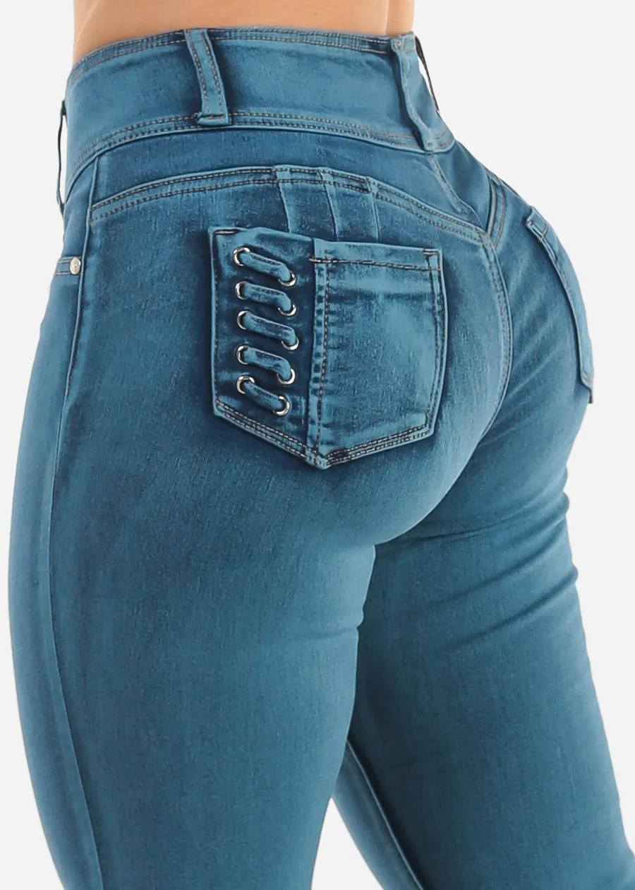 MX JEANS Butt Lift High Waist Blue Skinny Jeans sold by Moda