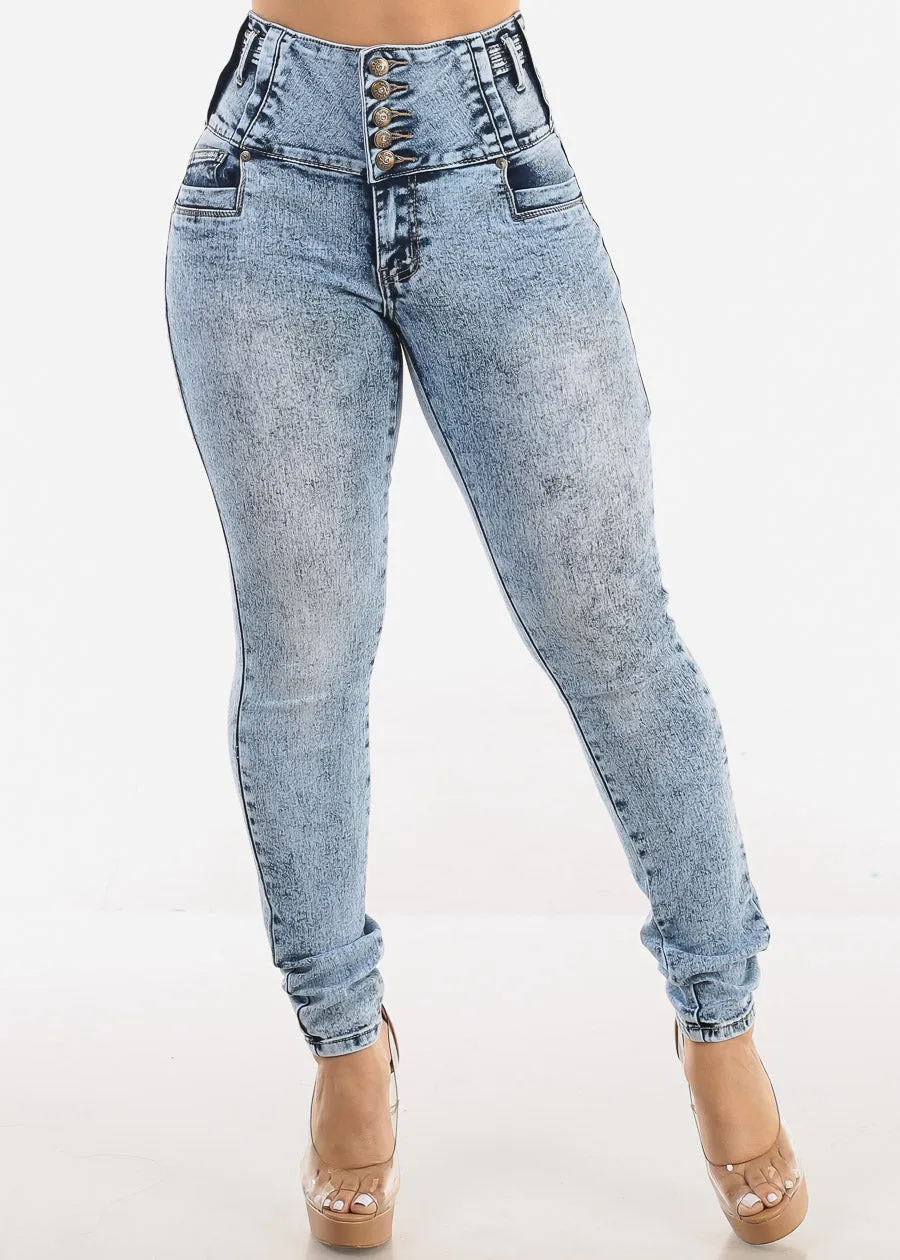 MX JEANS Butt Lift High Waist Acid Wash Skinny Jeans sold by Moda product image thumbnail 4