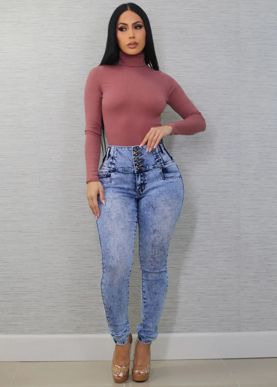 MX JEANS Butt Lift High Waist Acid Wash Skinny Jeans sold by Moda product image thumbnail 2