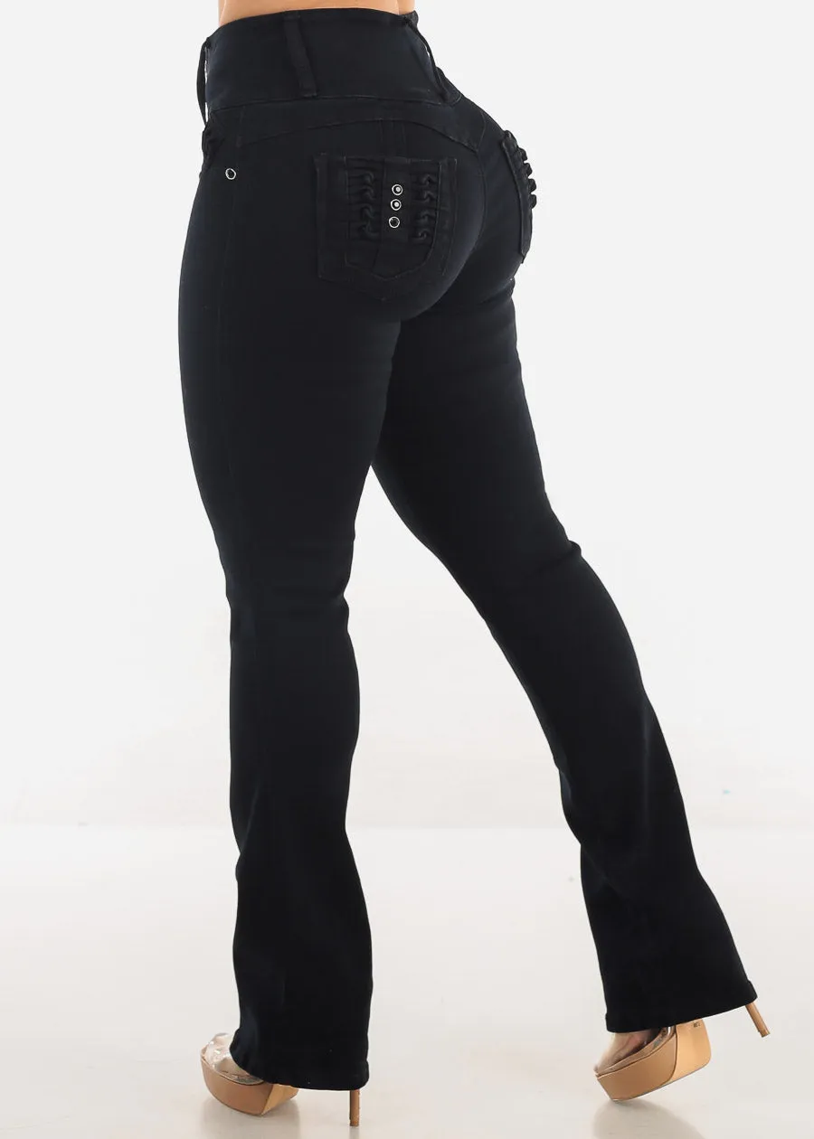 MX JEANS Butt Lift High Waist Black Bootcut Jeans sold by Moda