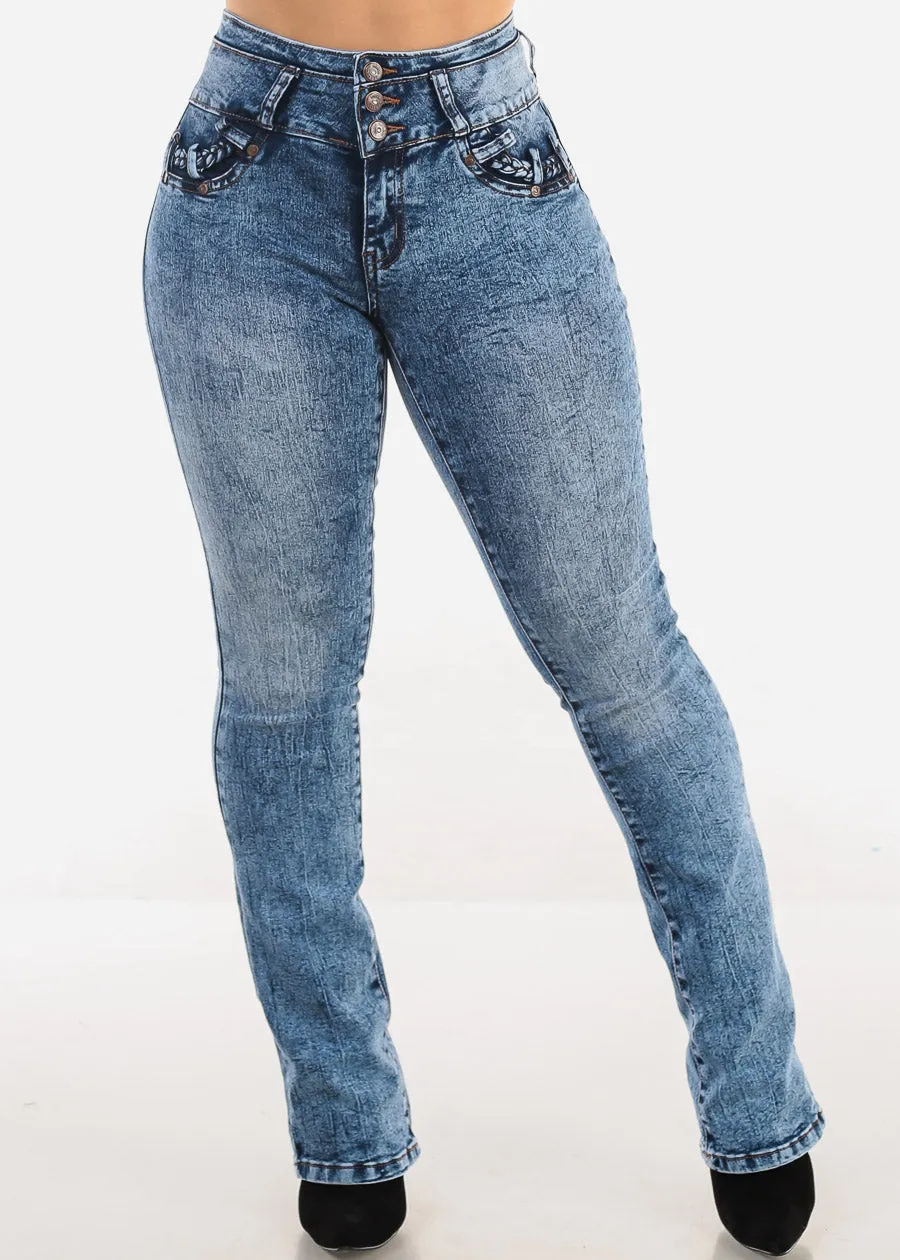 MX JEANS High Waist Butt Lift Acid Wash Bootcut Jeans sold by Moda product image thumbnail 4