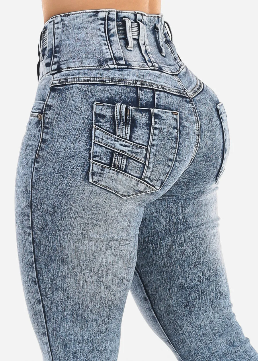 MX JEANS Butt Lift High Waist Acid Wash Bootcut Jeans sold by Moda product image thumbnail 5
