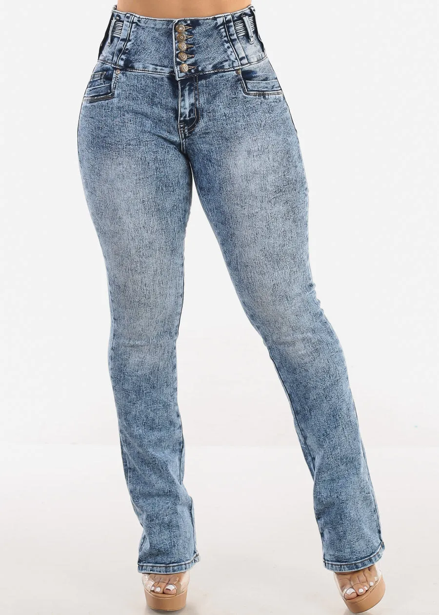MX JEANS Butt Lift High Waist Acid Wash Bootcut Jeans sold by Moda product image thumbnail 3