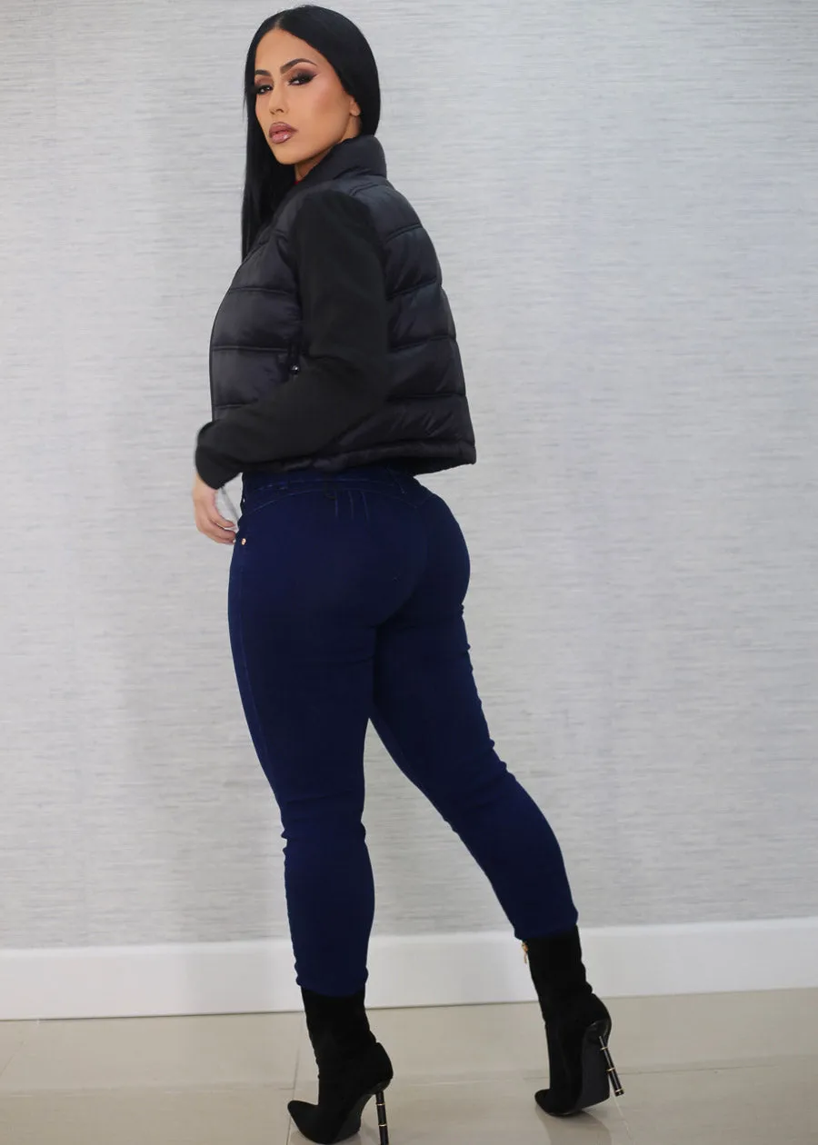 MX JEANS Butt Lift Thick Waist Dark Wash Skinny Jeans sold by Moda product image thumbnail 3