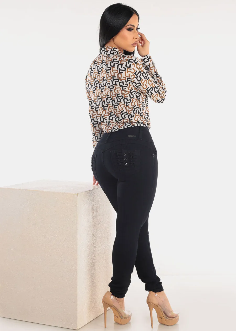 MX JEANS Butt Lift High Waist Black Skinny Jeans sold by Moda product image thumbnail 3