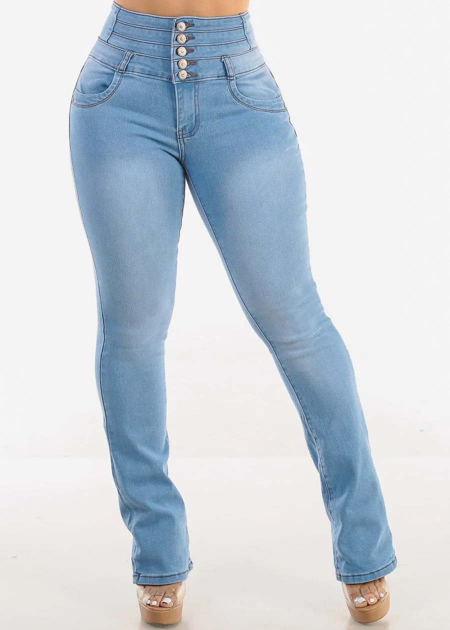 MX JEANS Butt Lift Thick Waist Bootcut Jeans Light Blue sold by Moda product image thumbnail 3