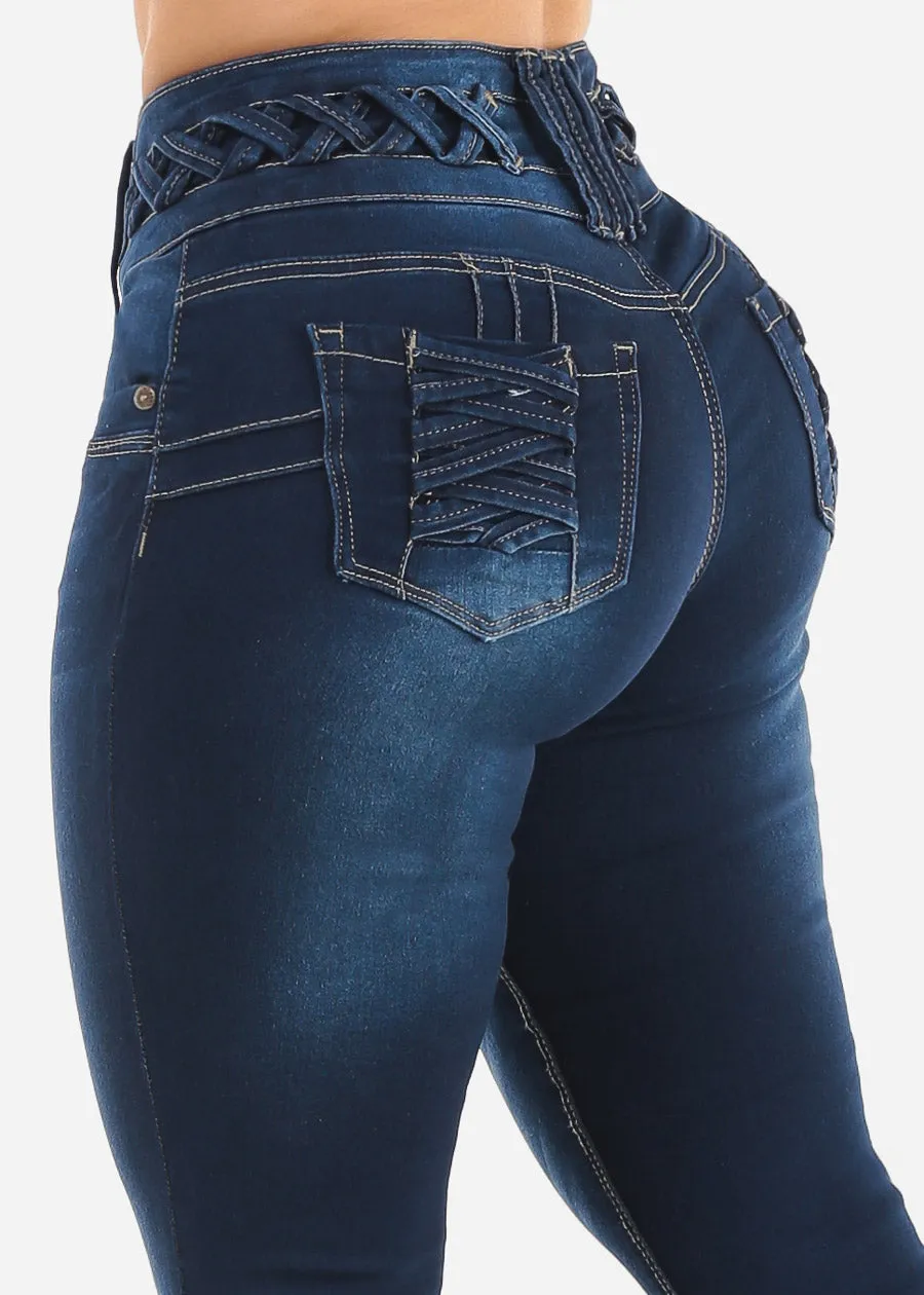 MX JEANS Butt Lift Dark Bootcut Jeans w Lace Up Design sold by Moda product image thumbnail 5