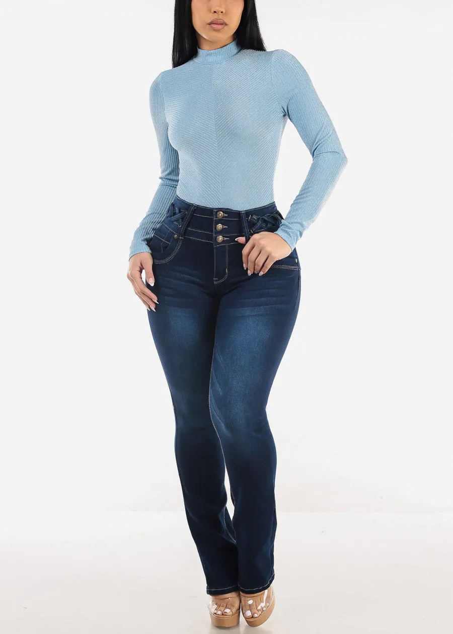 MX JEANS Butt Lift Dark Bootcut Jeans w Lace Up Design sold by Moda product image thumbnail 2