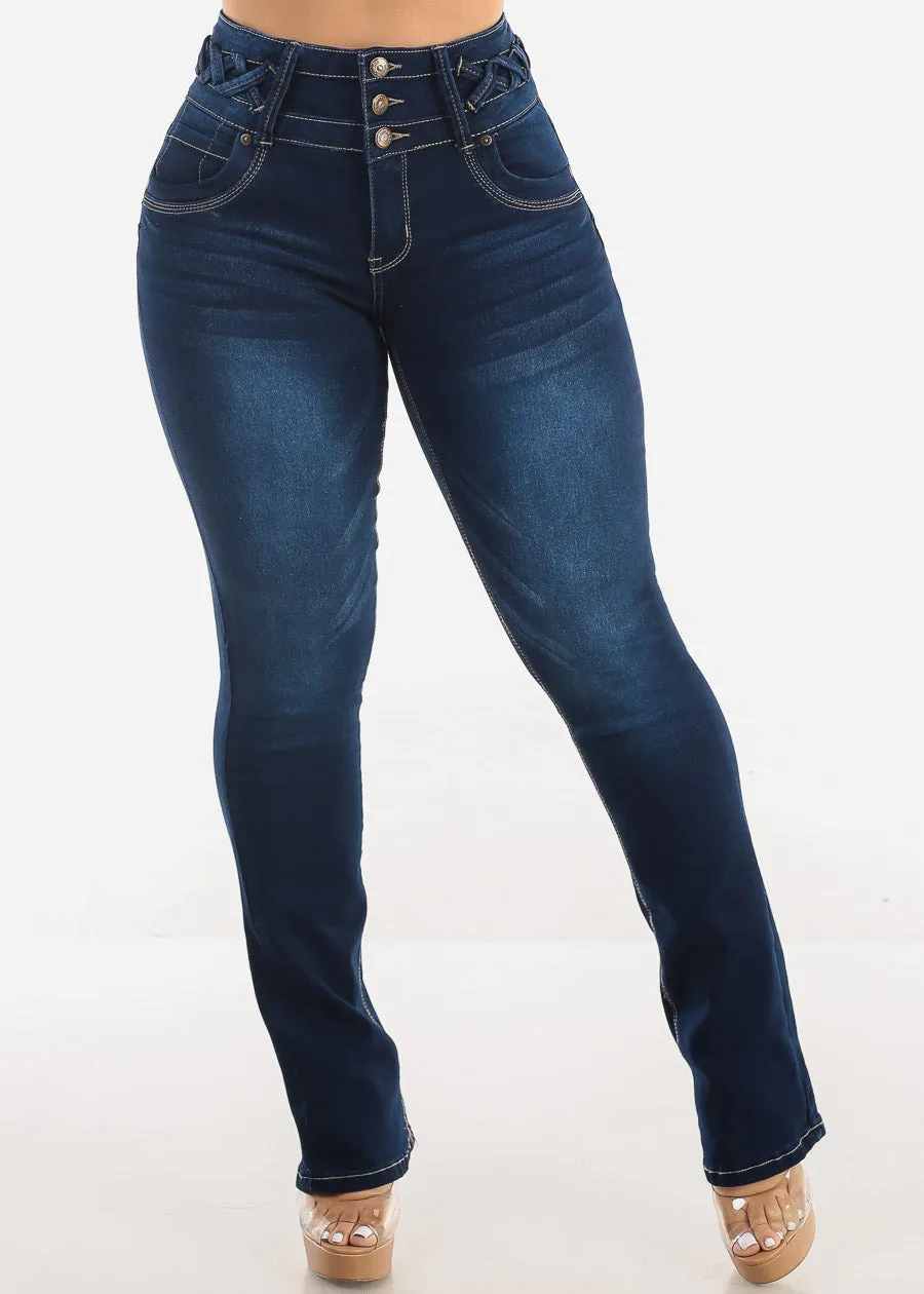 MX JEANS Butt Lift Dark Bootcut Jeans w Lace Up Design sold by Moda product image thumbnail 3