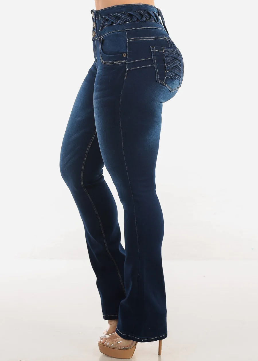 MX JEANS Butt Lift Dark Bootcut Jeans w Lace Up Design sold by Moda product image thumbnail 4