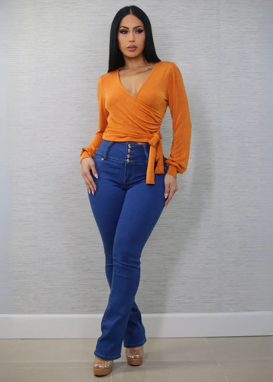 MX JEANS Butt Lift High Waist Bootcut Jeans Med Blue sold by Moda product image thumbnail 2