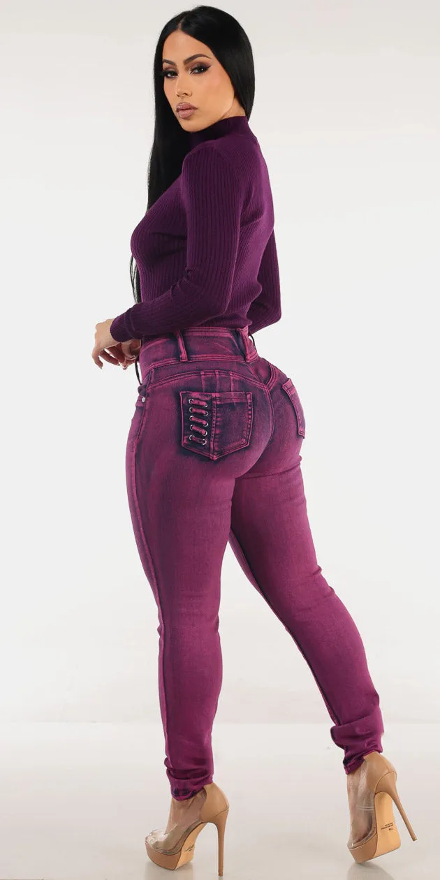 Purple Butt Lift Skinnies Outfit sold by Moda product image thumbnail 2