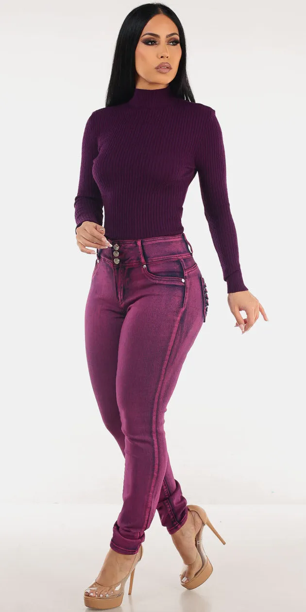 Purple Butt Lift Skinnies Outfit sold by Moda