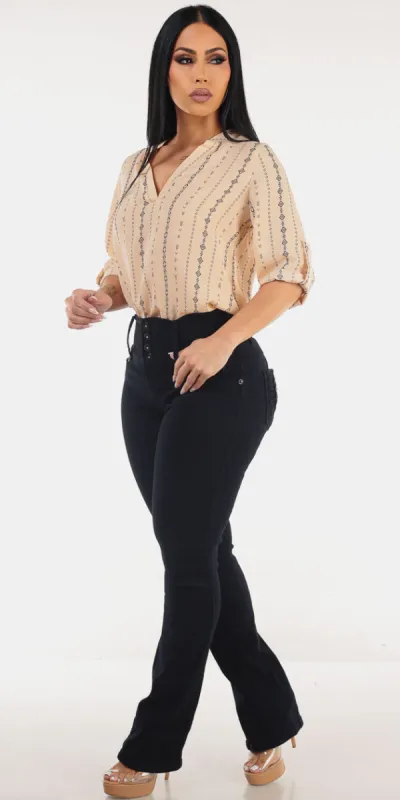 Printed Butt Lift Bootcut Outfit sold by Moda