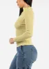 Long Sleeve Mock Neck Ribbed Sweater Top Light Green sold by Moda